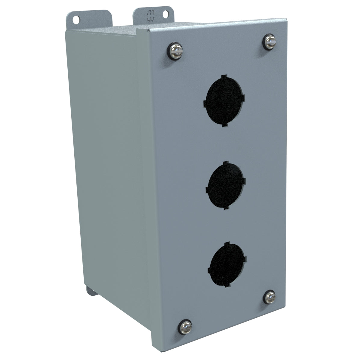 Hammond 1437C Pushbutton Encl, Extra Deep, 3 PB x 30.5mm, Steel/Gray