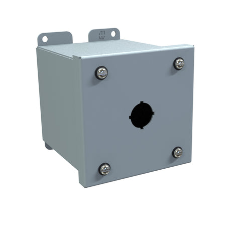 Hammond 1437MA Pushbutton Encl, Extra Deep, 1 PB x 22.5mm, Steel/Gray