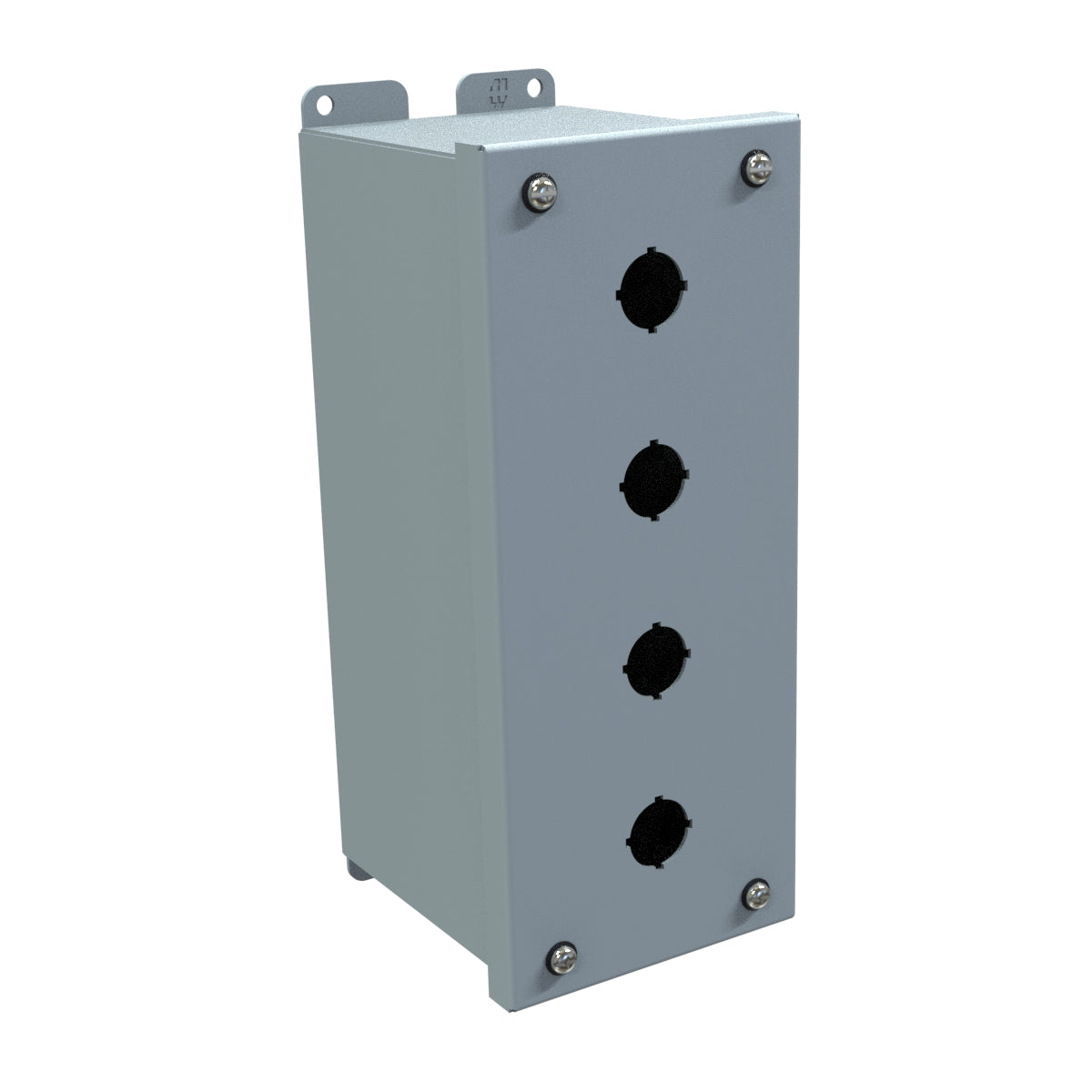Hammond 1437MD Pushbutton Encl, Extra Deep, 4 PB x 22.5mm, Steel/Gray