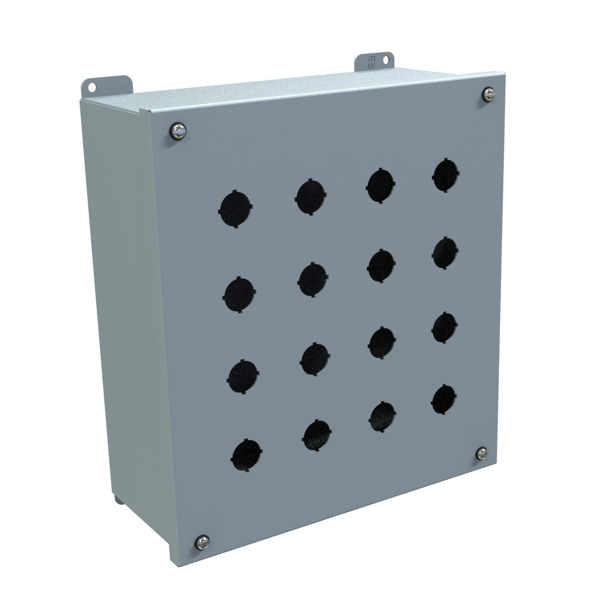 Hammond 1437MS Pushbutton Encl, Extra Deep, 16 PB x 22.5mm, Steel/Gray
