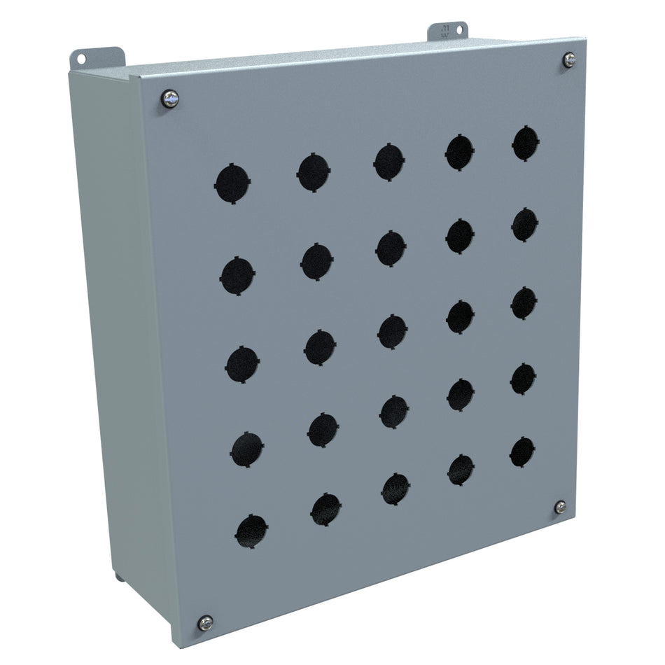 Hammond 1437MX Pushbutton Encl, Extra Deep, 25 PB x 22.5mm, Steel/Gray