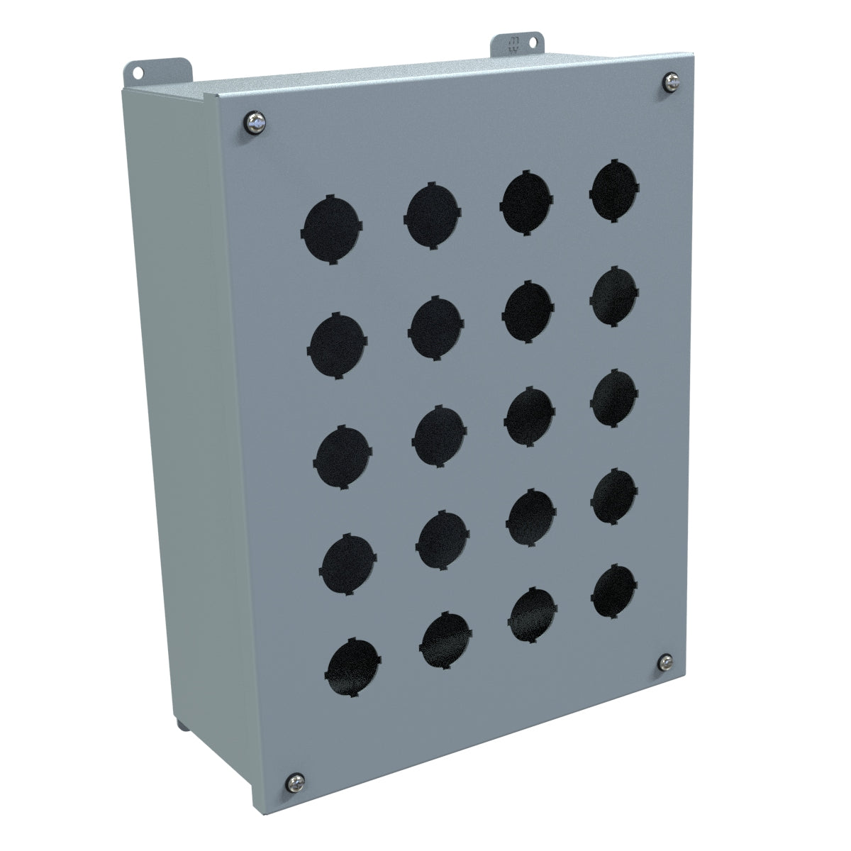 Hammond 1437V Pushbutton Encl, Extra Deep, 20 PB x 30.5mm, Steel/Gray