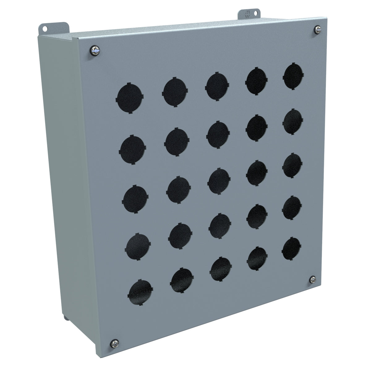 Hammond 1437X Pushbutton Encl, Extra Deep, 25 PB x 30.5mm, Steel/Gray