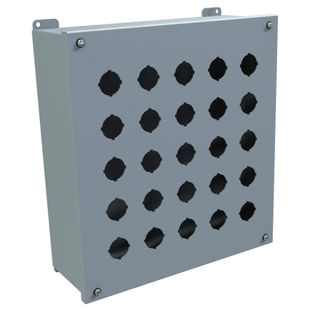 Hammond 1437X Pushbutton Encl, Extra Deep, 25 PB x 30.5mm, Steel/Gray