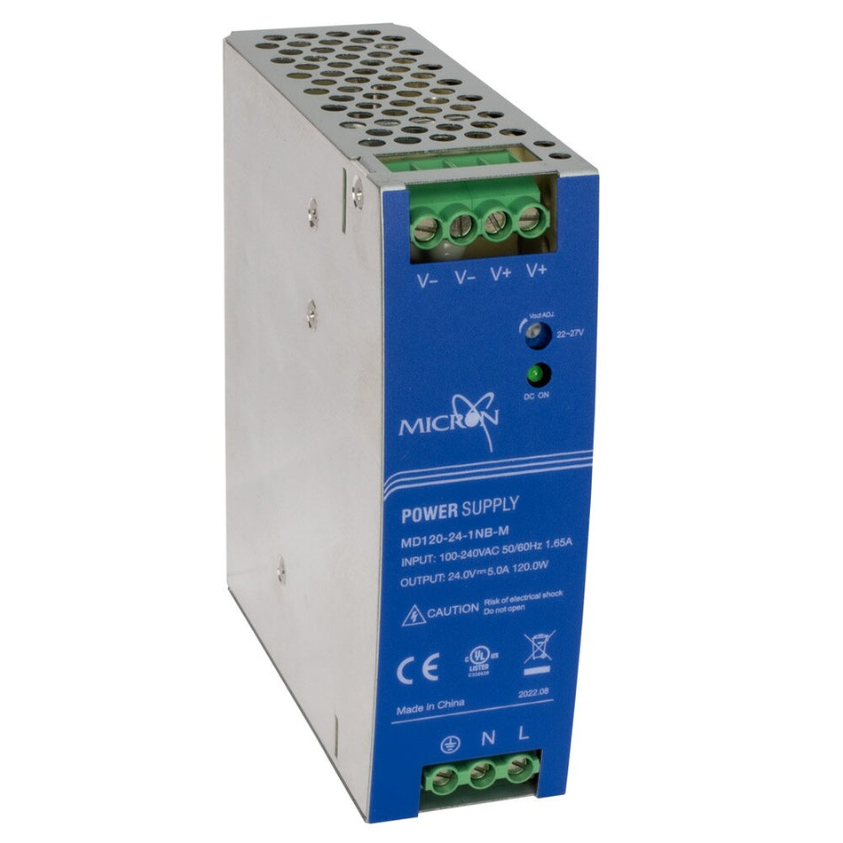Micron MD120-24-1NB-M 120W DIN Rail Power Supply 24V DC 5A Slim-line Metal