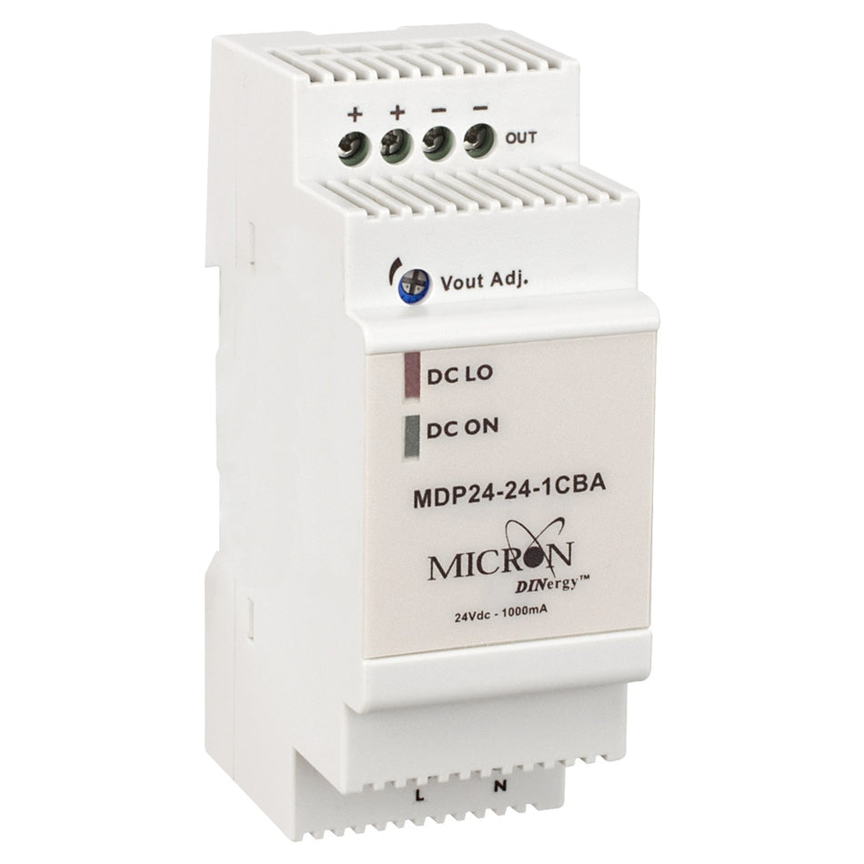 Micron MDP24-24-1CBA 24W DIN Rail Power Supply 24V DC 1A Low Profile