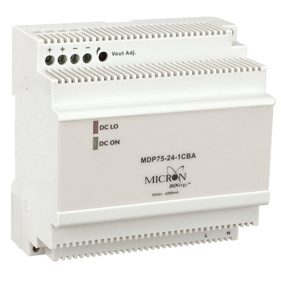 Micron MDP75-24-1CBA 100W DIN Rail Power Supply 24V DC 4.2A Low Profile