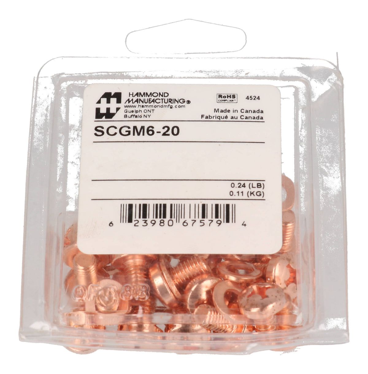 Hammond SCGM6-20 hardware, replacement M6 ground screws for 1590Z series, view 2